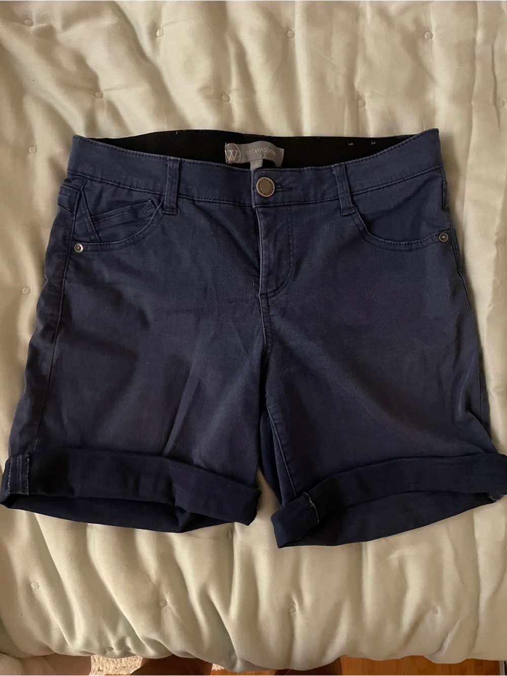Wit & Wisdom Navy Blue Shorts with Branded Waistband
